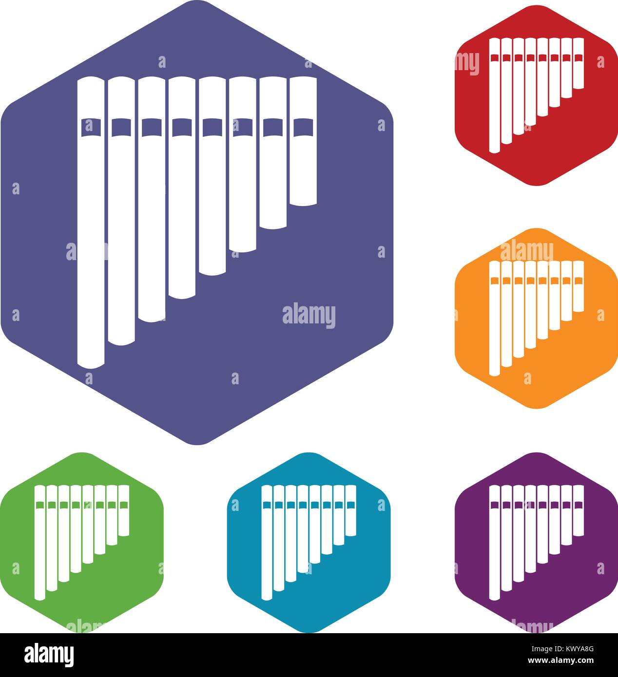 Flûte de Pan icons set Illustration de Vecteur