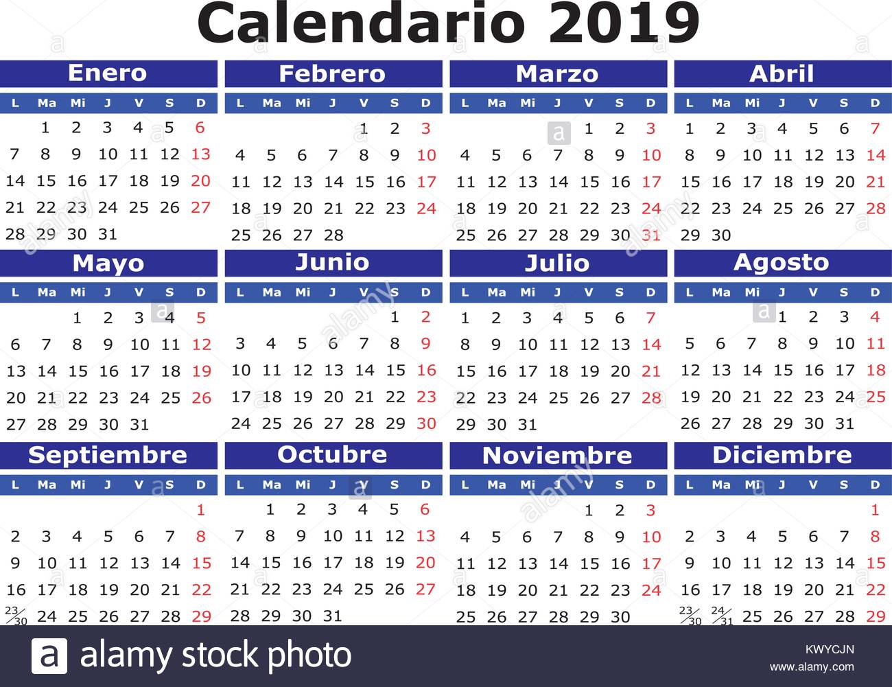 18 Calendrier Du Vecteur En Espagnol Facile Pour Editer Et D Appliquer Calendario 18 Image Vectorielle Stock Alamy