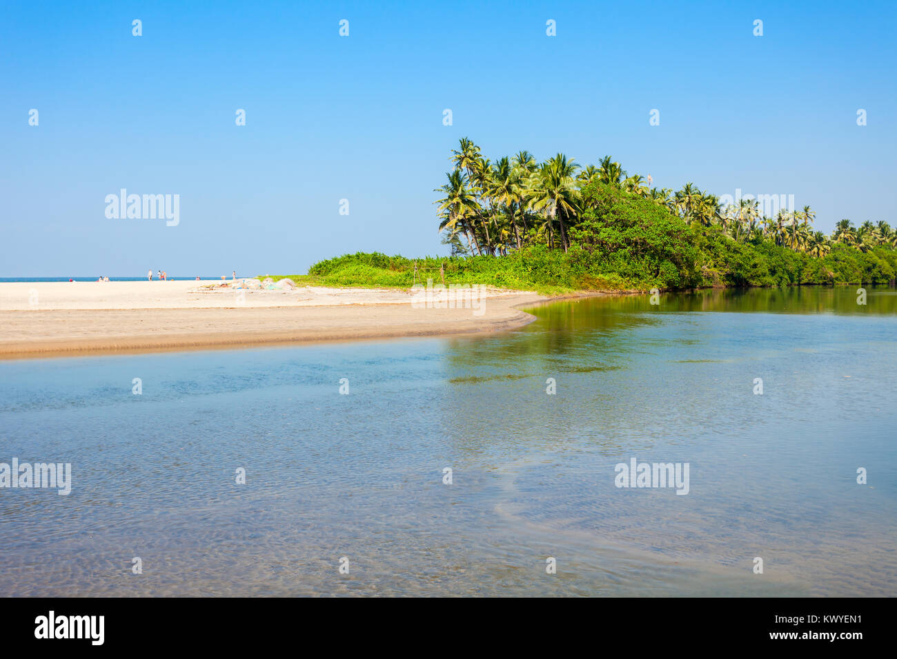 Lagune de beauté et la plage à Goa, Inde Banque D'Images