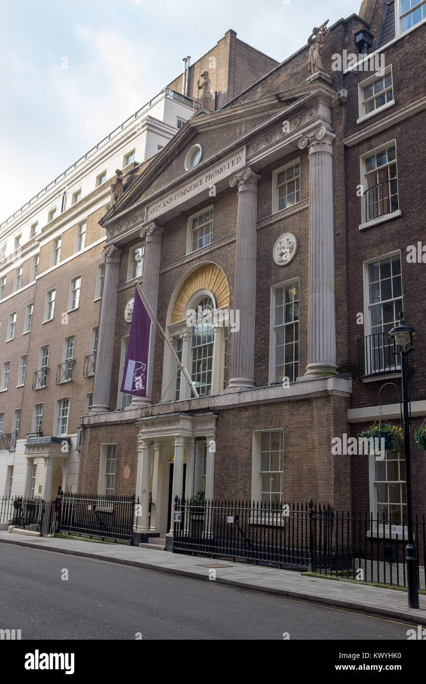 L'entrée sur la rue John Adam à la Royal Society of Arts (RSA), qui a été fondée en 1754, Banque D'Images
