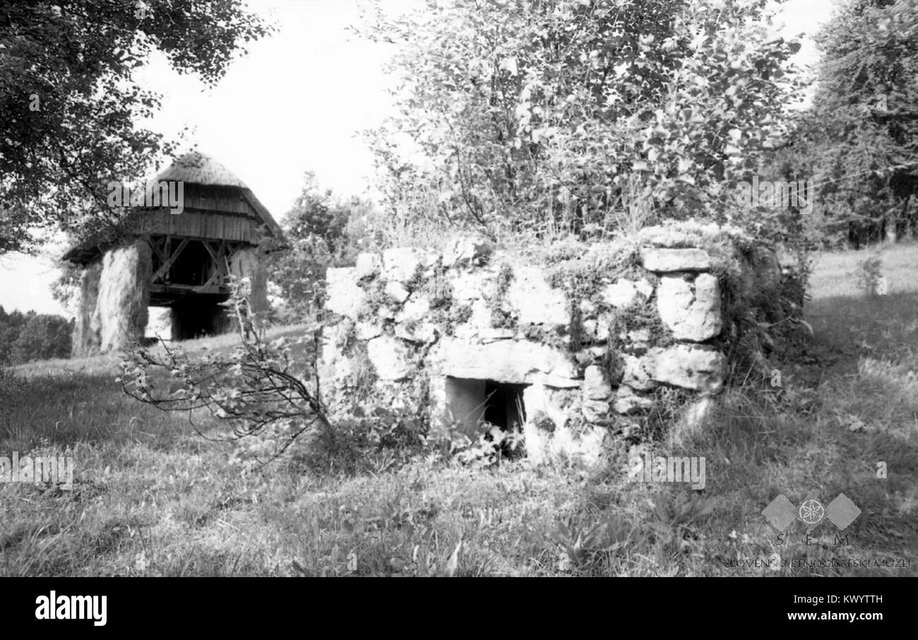 Mencinova 'teriuna' jama est un puits minier abandonné à Male Lipljene, Slovénie, représentant des opérations minières historiques et l'activité industrielle régionale depuis 1964. Banque D'Images