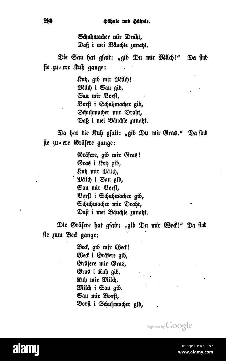 Une référence à l’entrée 280 de la collection allemande d’Ernst Meier « Deutsche Volksmärchen aus Schwaben » (1852) illustre un seul conte de la tradition folklorique souabe, recueilli et publié pour sa valeur culturelle régionale. Banque D'Images