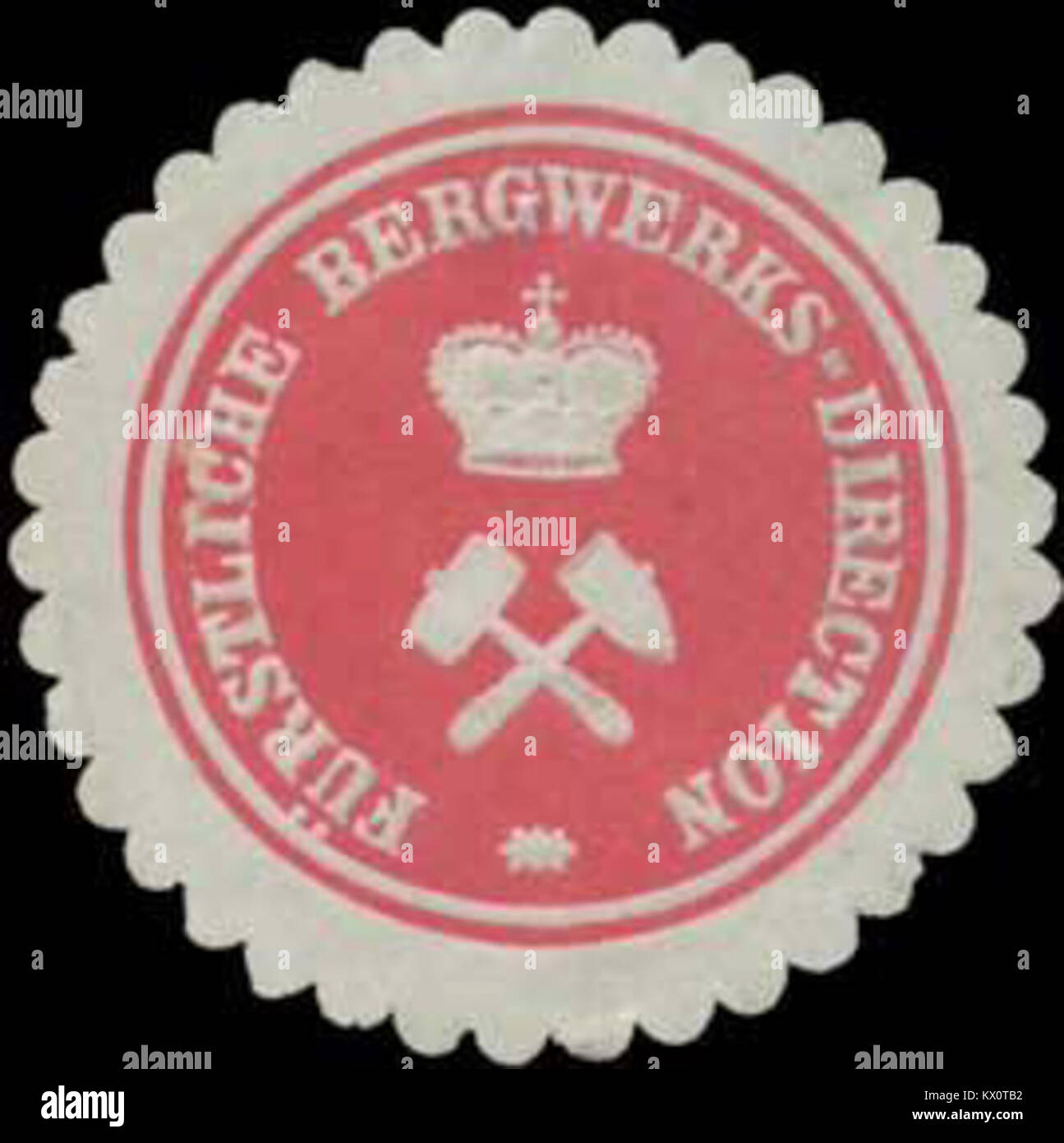 Le sceau de la Direction générale des mines princières représente la supervision et l'administration officielles des opérations minières dans la principauté en Allemagne. Banque D'Images