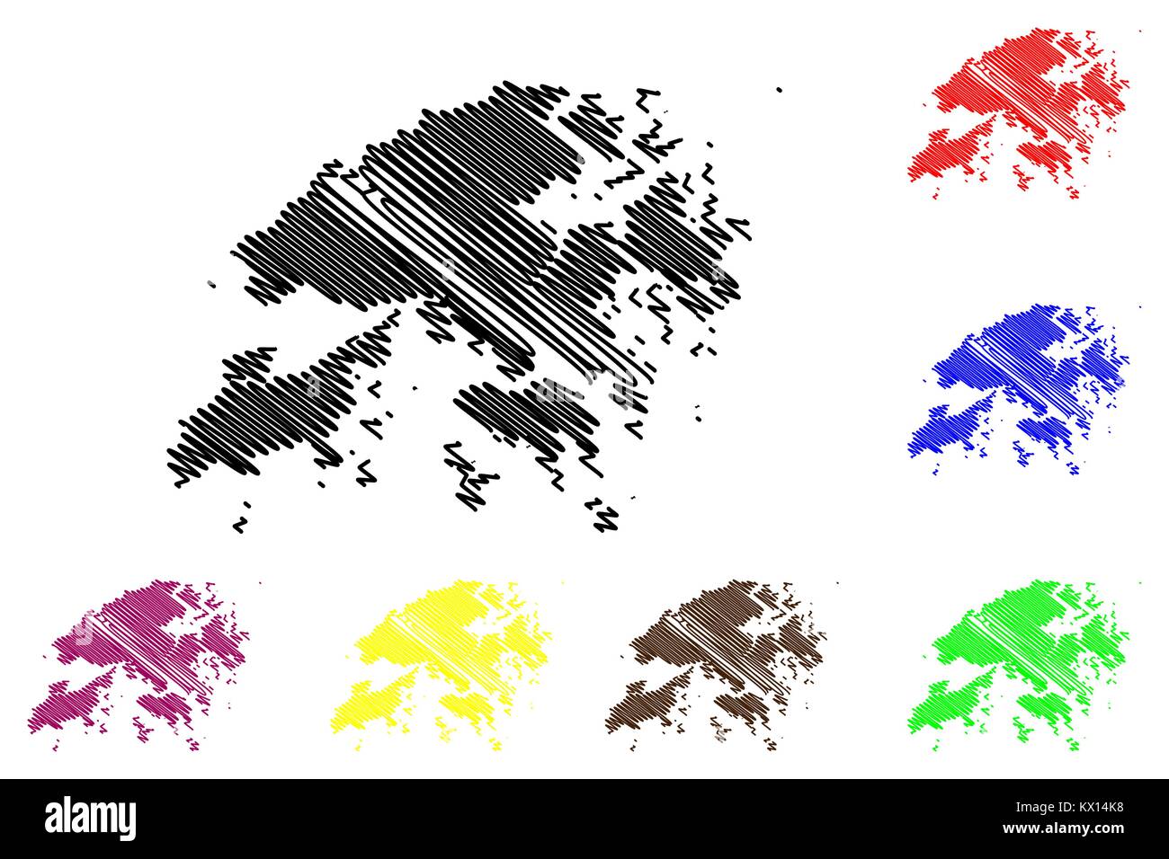 Hong Kong carte vector illustration, croquis gribouillis d'Hong Kong (Région administrative spéciale de la République populaire de Chine Illustration de Vecteur