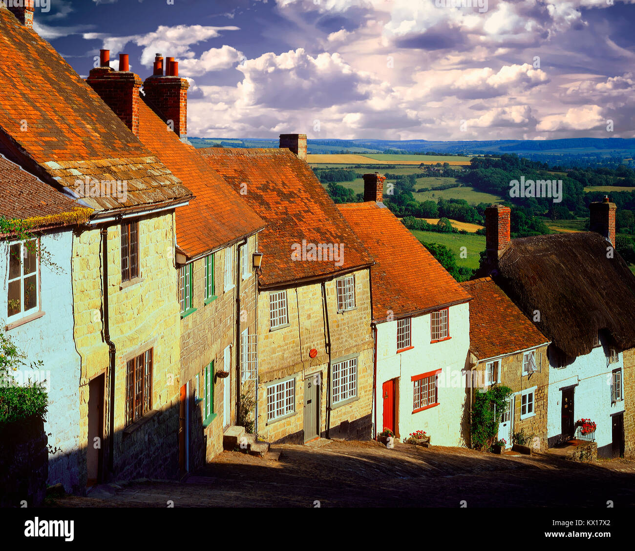 Go - DORSET : Gold Hill au Shaftesbury Banque D'Images