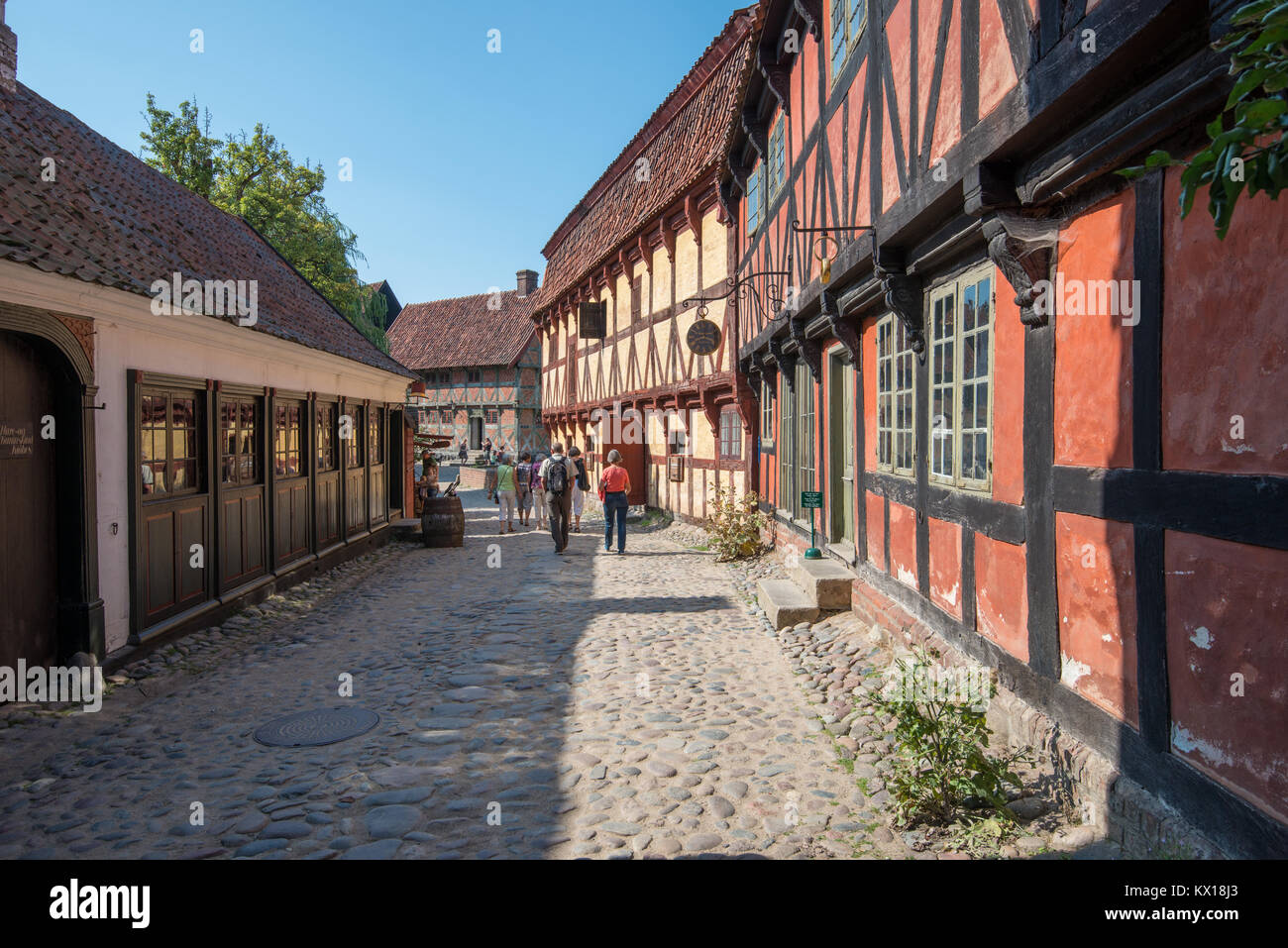 La vieille ville d'Aarhus est populaire parmi les touristes comme il affiche une architecture traditionnelle danoise du 16ème siècle au 19ème siècle. Banque D'Images