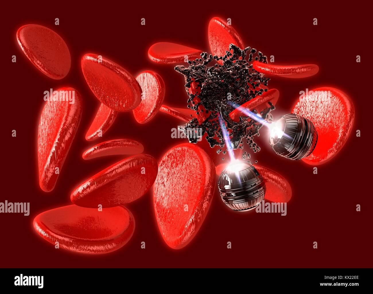 Nano technologie dans le système sanguin, de l'illustration. Banque D'Images