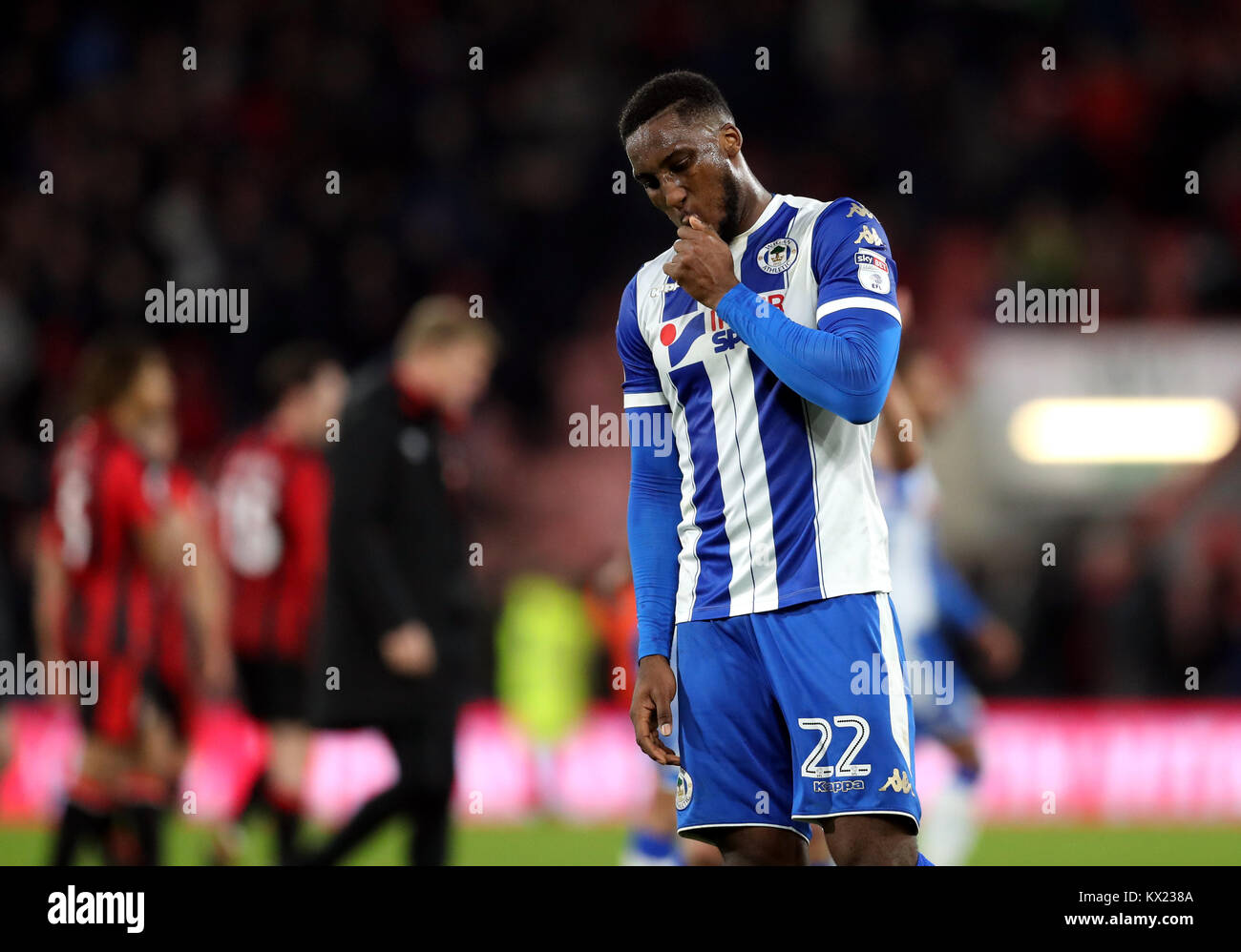 Cheyenne du Wigan Athletic Dunkley après le troisième tour de la FA Cup, match à la vitalité Stadium, Bournemouth. Banque D'Images