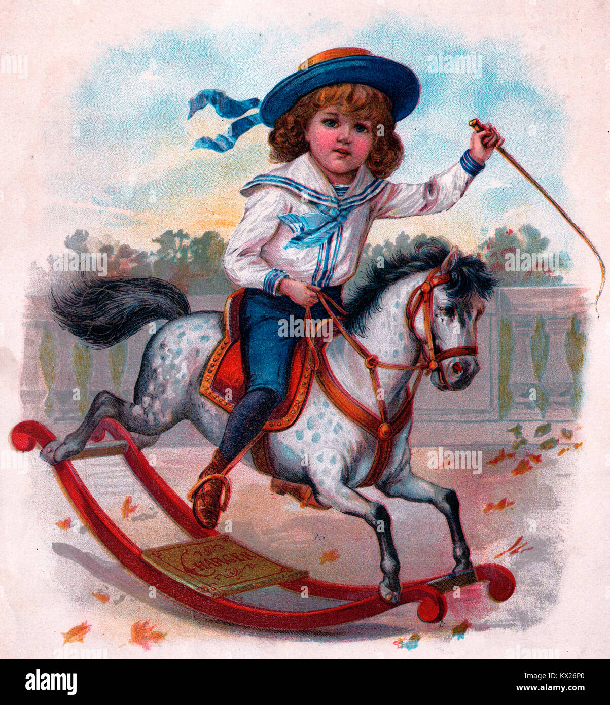 Johnnie To et son hobby horse - droit de l'ère victorienne de little boy riding a hobby horse Banque D'Images