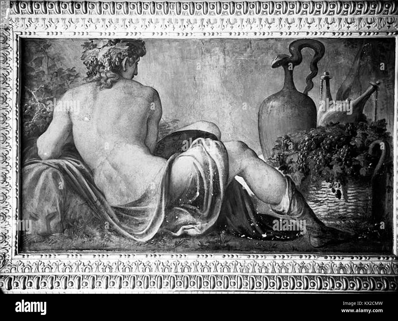 Peintures murales de la Galerie Henri II du Château de Fontainebleau, France, illustrant le mythe romain de Vertumnus et documentant l'art et la décoration architecturale de la Renaissance. Banque D'Images