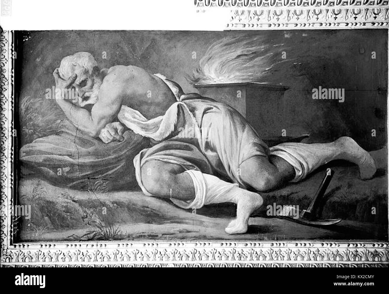 Les peintures murales de la Galerie Henri II du Château de Fontainebleau, peintes par Vulcain, illustrent l'art de la Renaissance et le patrimoine royal français au sein du palais. Banque D'Images