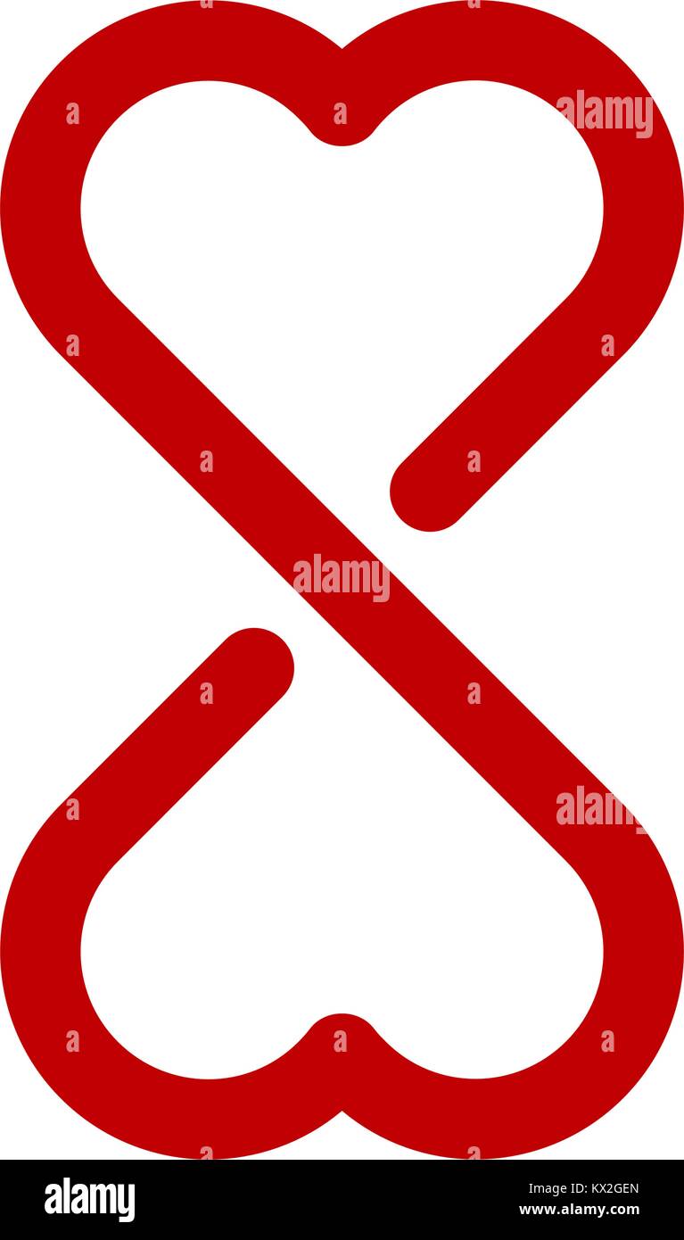 L'infini amour symbole sur fond blanc. Coeur strié au tour des formes. Illustration de Vecteur