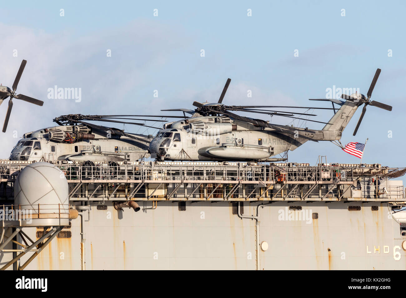 Sikorsky CH-53 hélicoptères de transport lourd de la United States Marine Corps (Marine Expeditionary Unit Banque D'Images