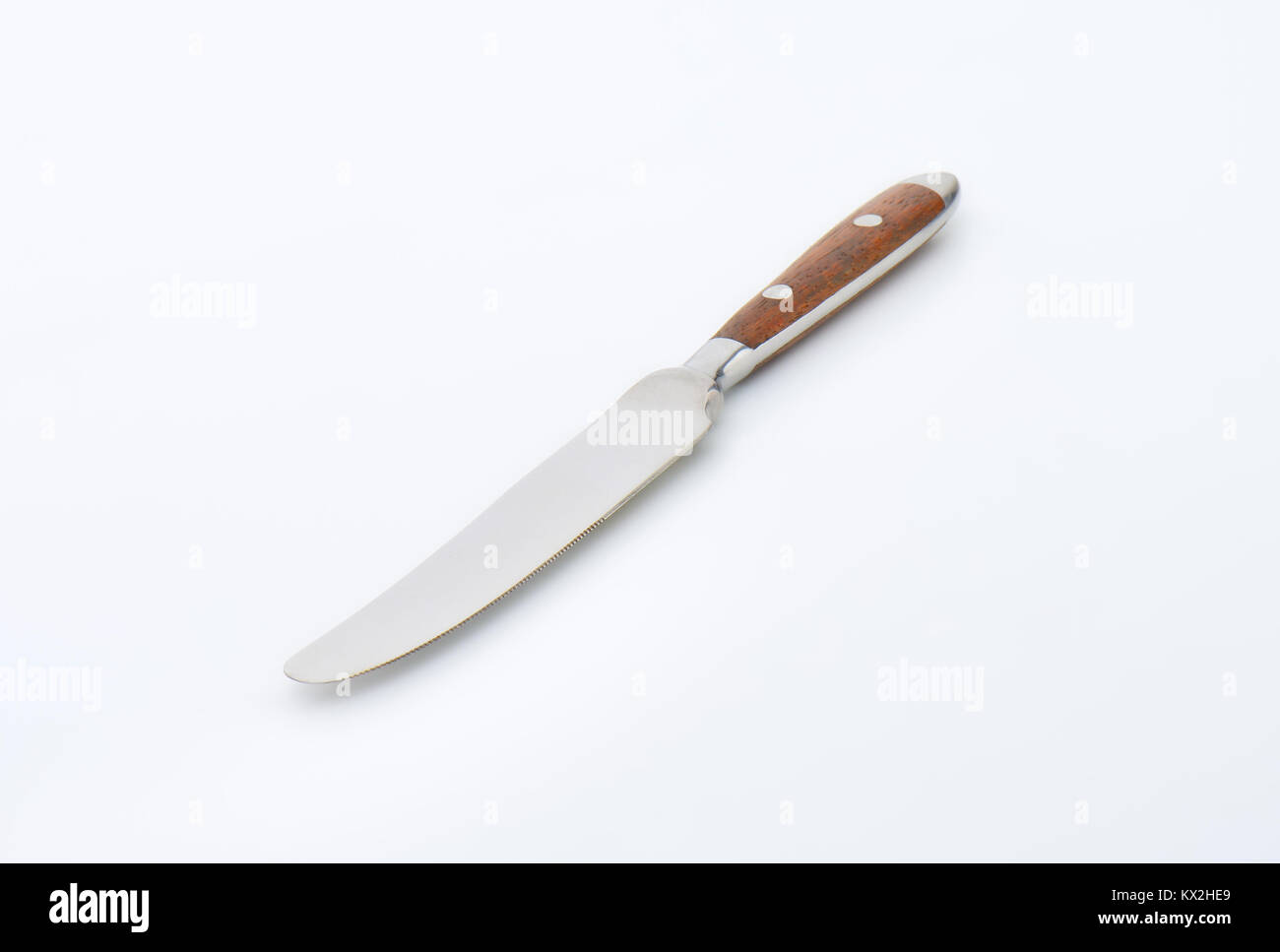 Couteau de table à manche en bois Banque D'Images
