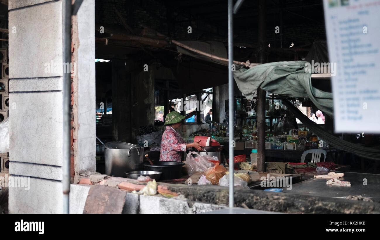 Takeo Cambodge Zone du marché commercial du tiers monde à l'écart des lieux Banque D'Images