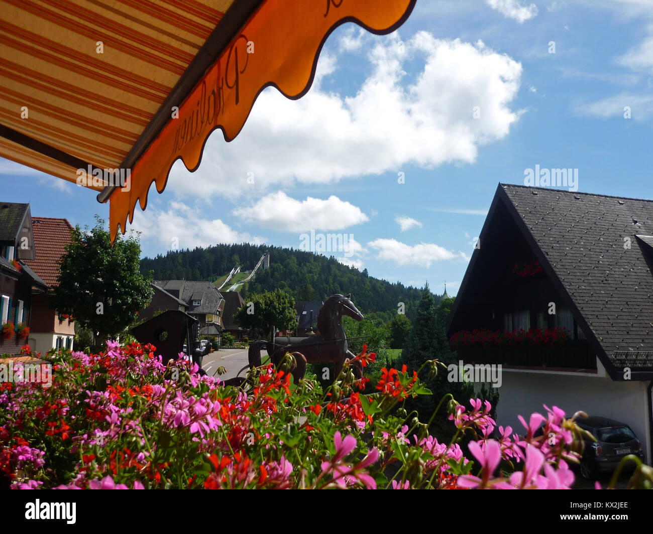 Vue sur le stade de ski de Adler à Hinterzarten, Allemagne Banque D'Images