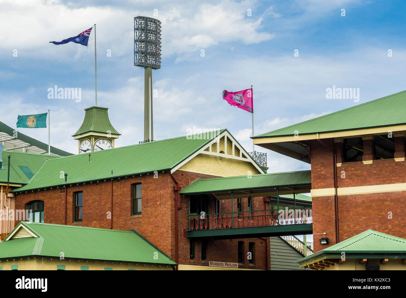 Détail de l'extérieur membres Pavillon de Sydney Cricket Ground, Moore Park, Sydney, Nouvelle-Galles du Sud, Australie. Banque D'Images