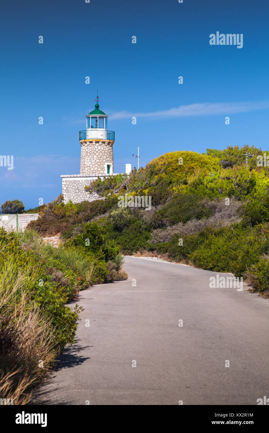 Situé à Zante Skinari Phare près de l'île Cap Skinari Korithi ci-dessus. Il a été fabriqué en 1897 Banque D'Images