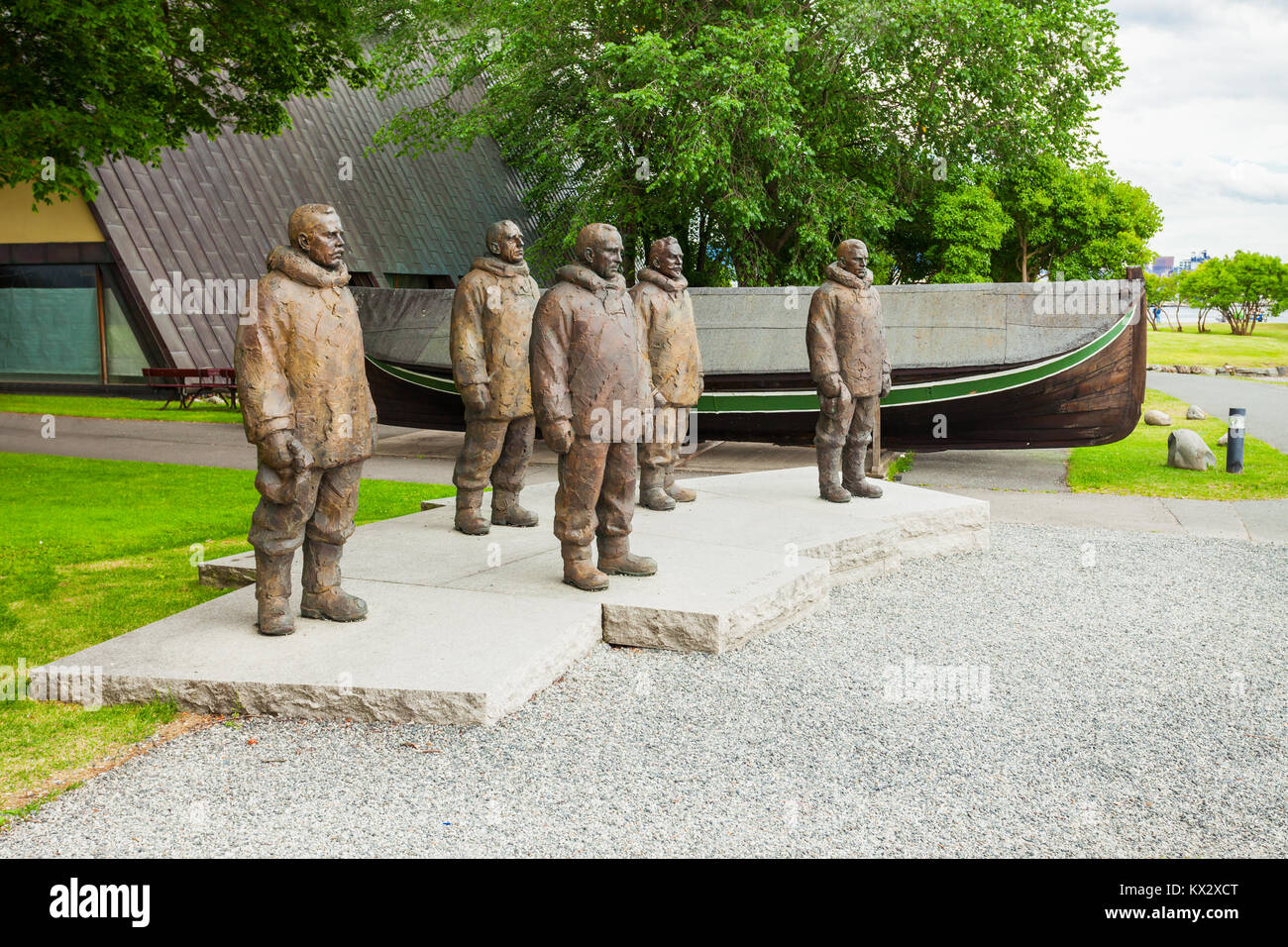 Roald Amundsen et son équipage monuments au Musée Fram, un musée de l'exploration polaire norvégien. Fram Musée situé sur Bygdoy à Oslo, Norvège. Banque D'Images