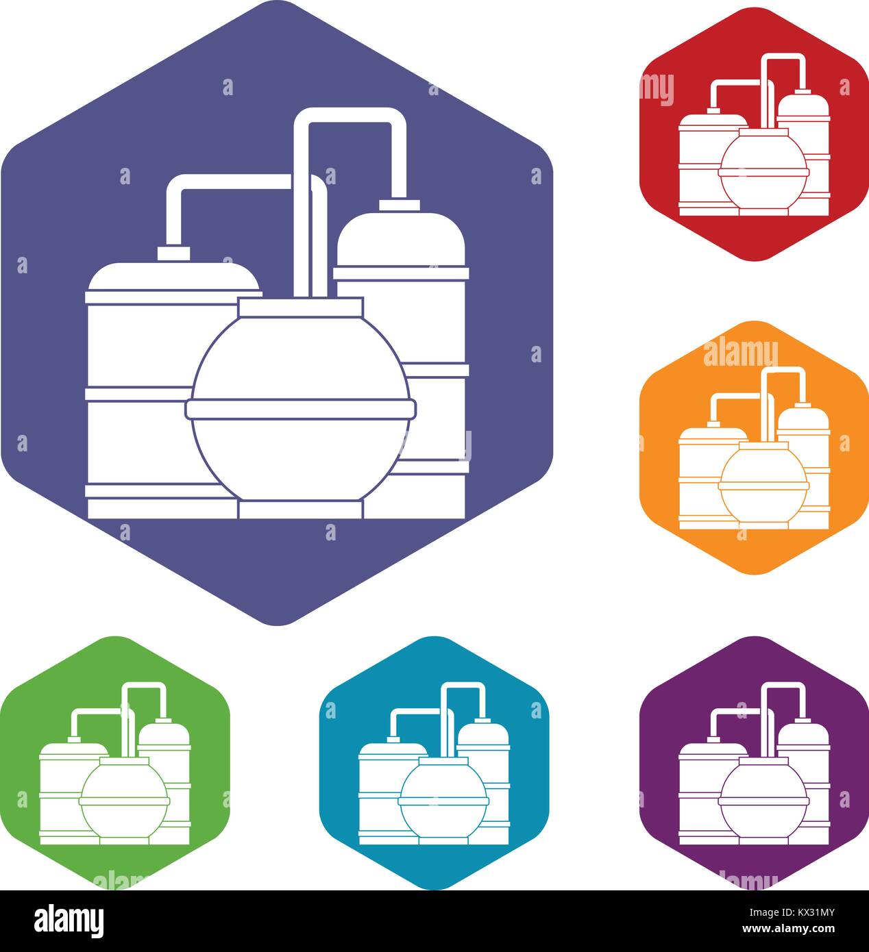 Les réservoirs de stockage de gaz d'icons set Illustration de Vecteur
