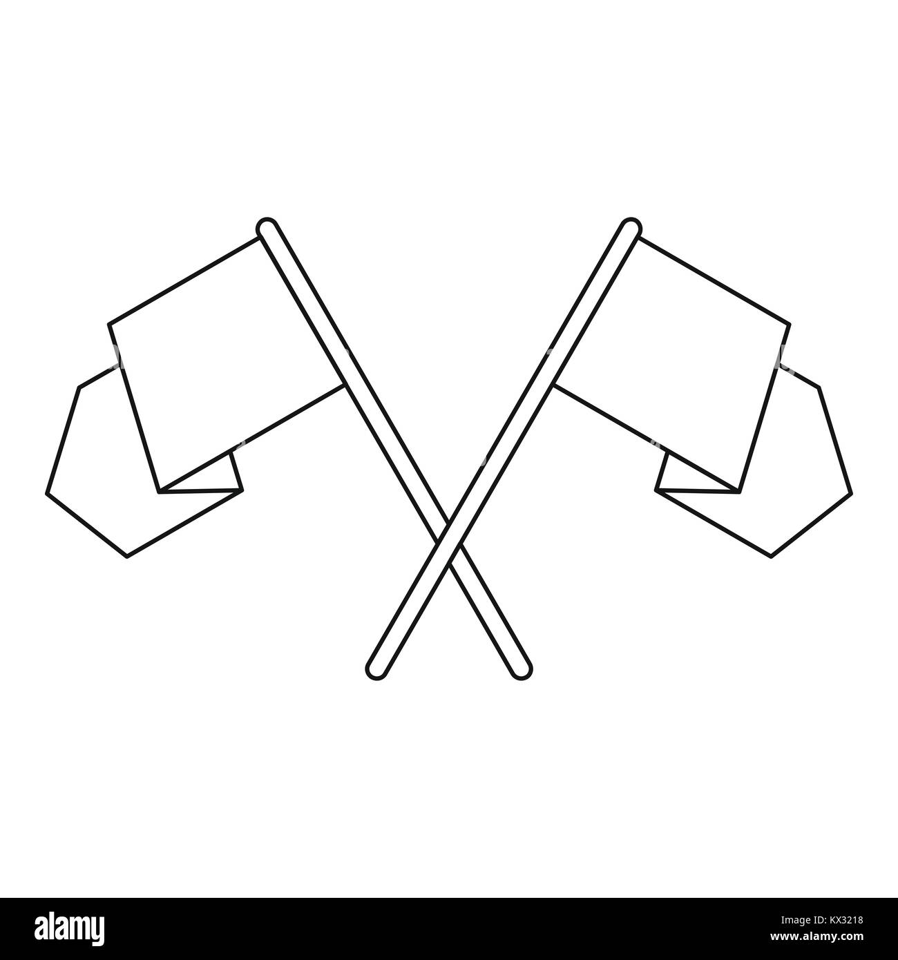 Fanions croisés, icône de style contour Illustration de Vecteur