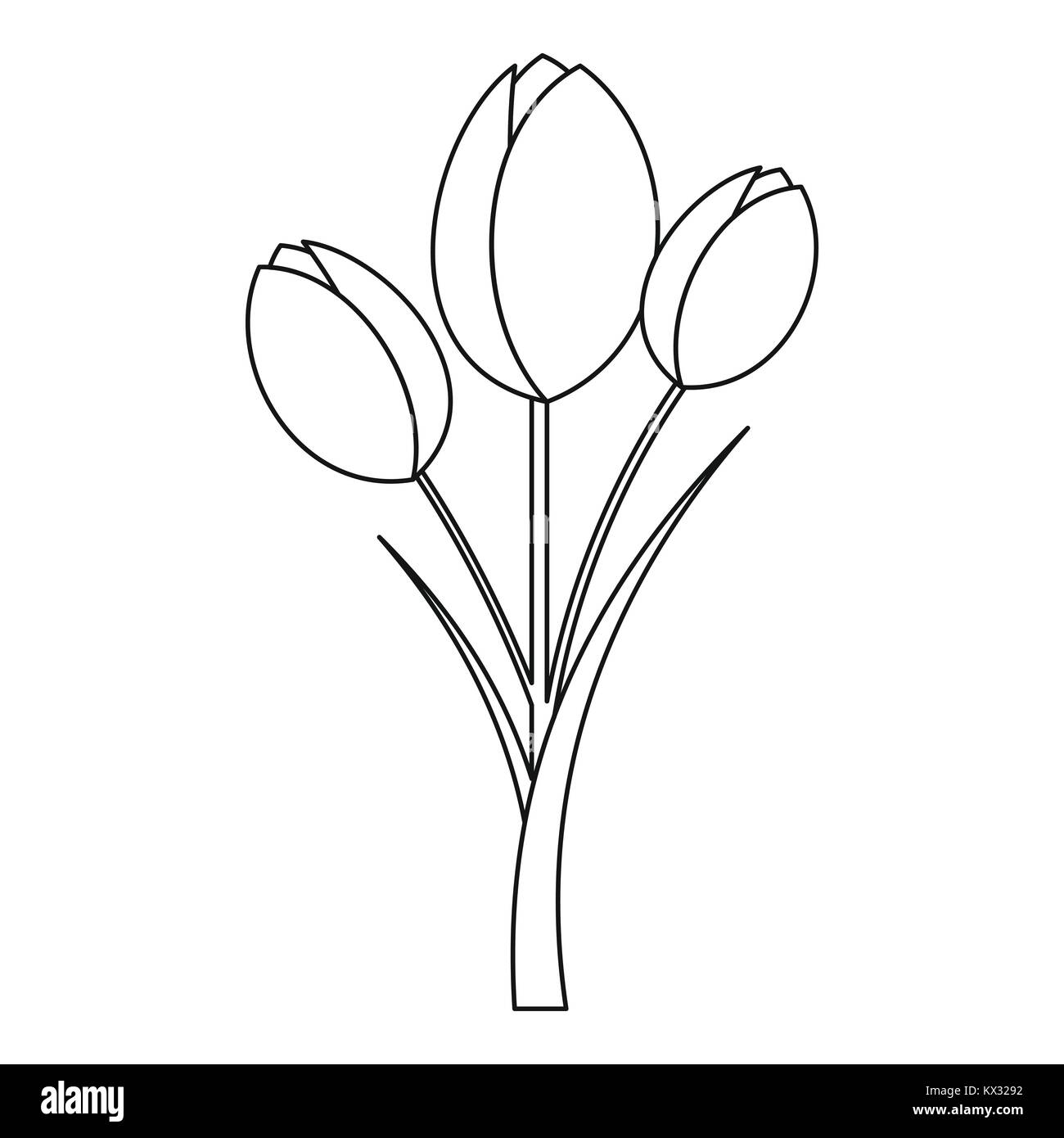 Icône style du contour , tulipes Illustration de Vecteur