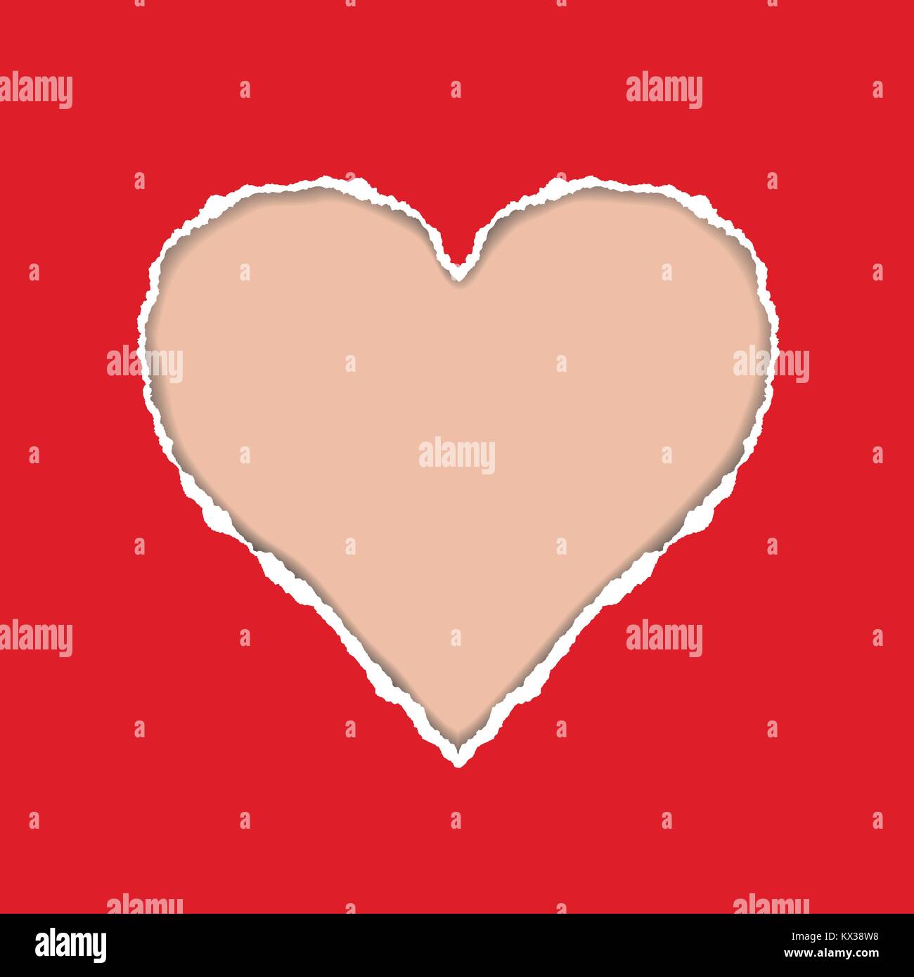 Déchiré papier rouge avec un trou en forme de cœur, approprié comme une carte de vœux - vector Illustration de Vecteur