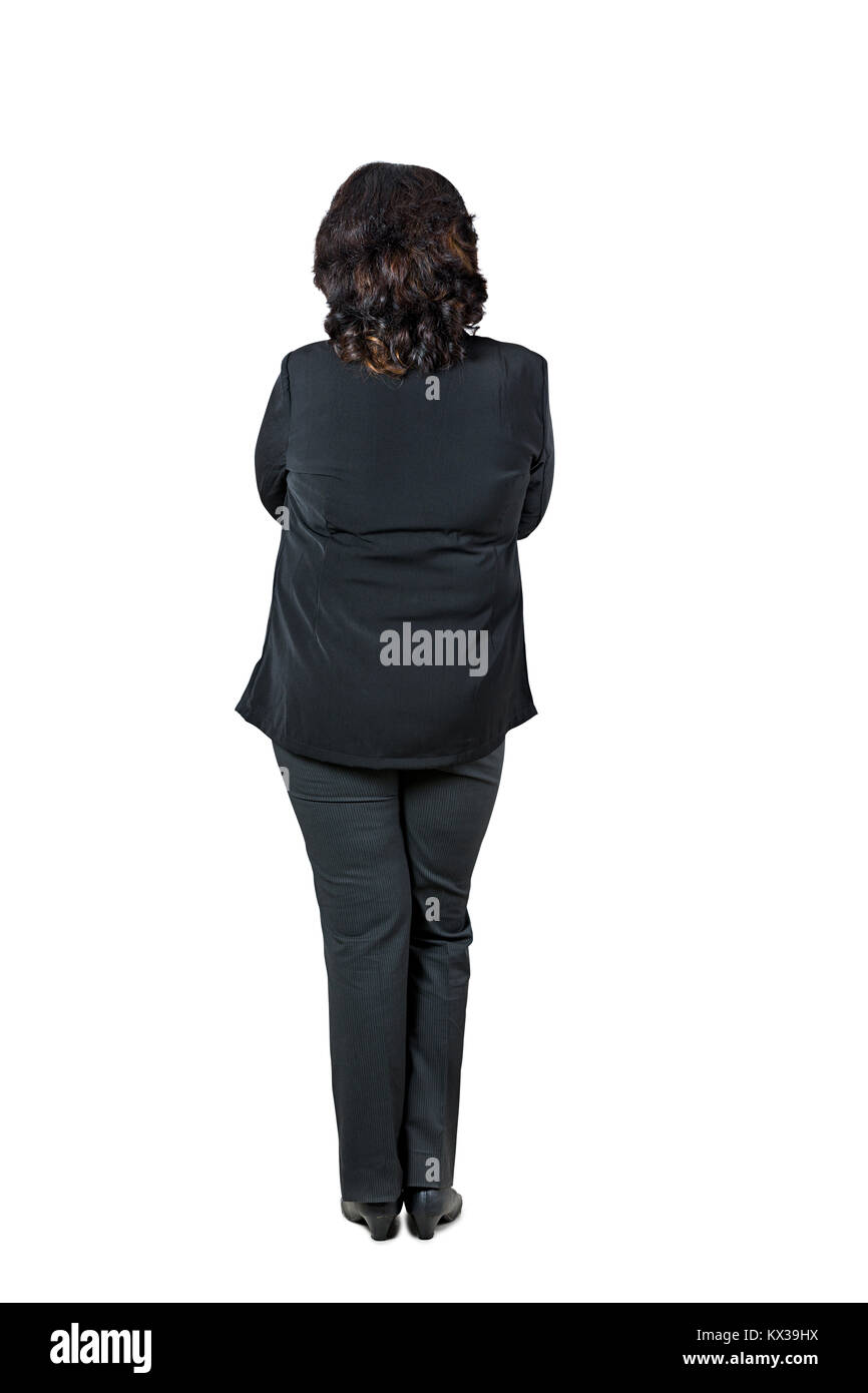 Employeur Businesswoman Standing Vue arrière en Studio Shot Banque D'Images