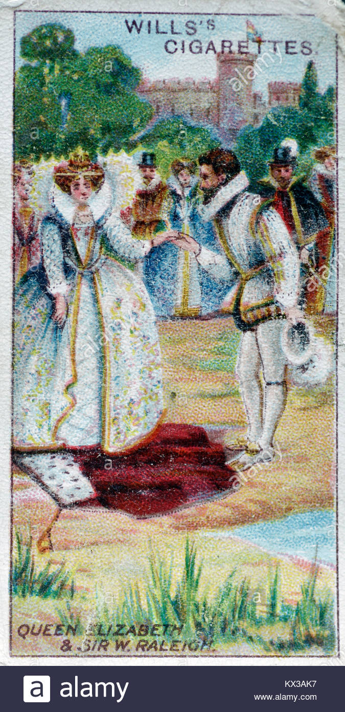 L'inscription de la reine Elizabeth 1ère et Sir Walter Raleigh Banque D'Images