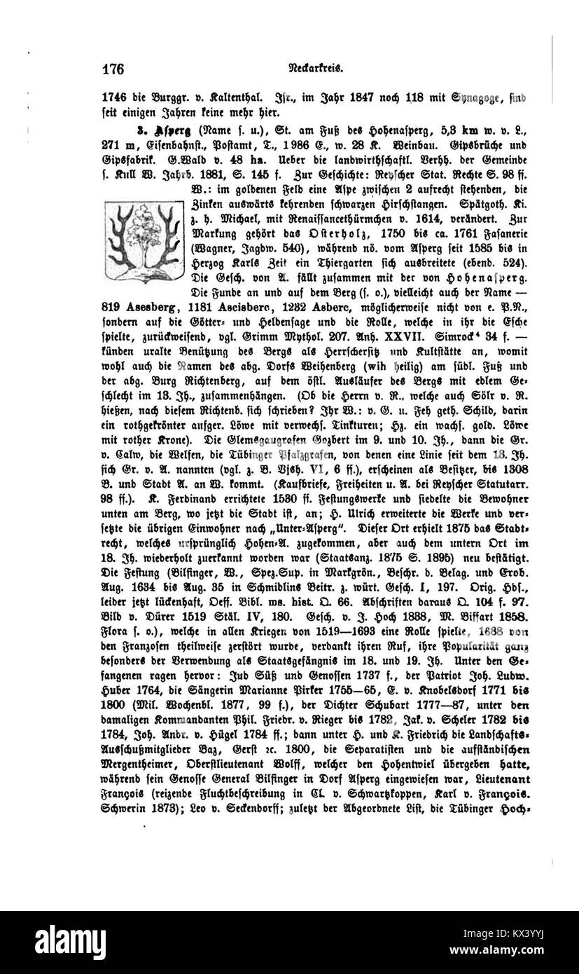 Partie de la série « le Royaume de Württemberg III » représentant des villes, des rivières et des monuments architecturaux à Württemberg, en Allemagne. Banque D'Images