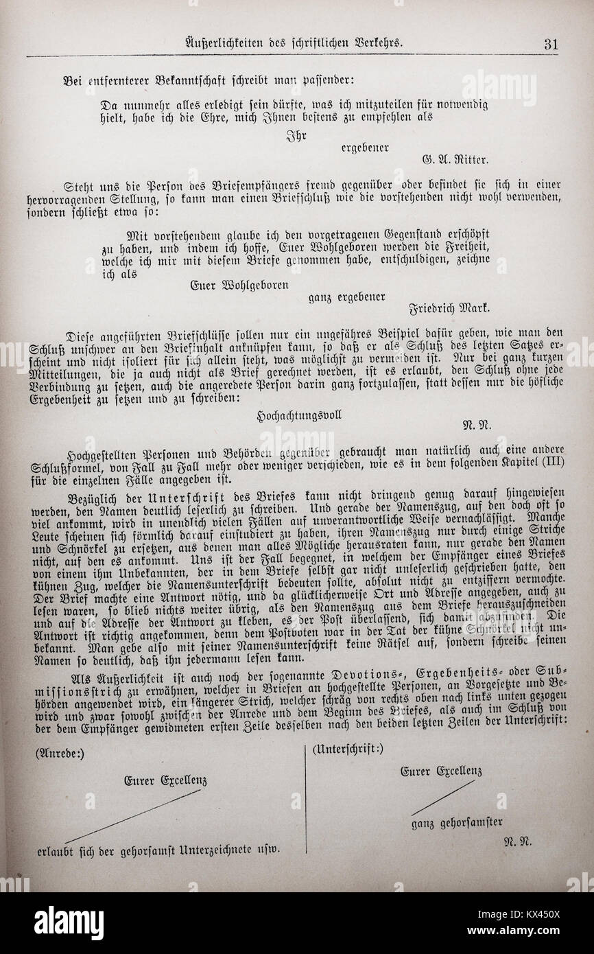 Ce document, publié par Carl Otto à Berlin vers 1900, traite des pratiques de secrétariat et des processus administratifs de l'époque, comme on le voit à la page 031. Banque D'Images