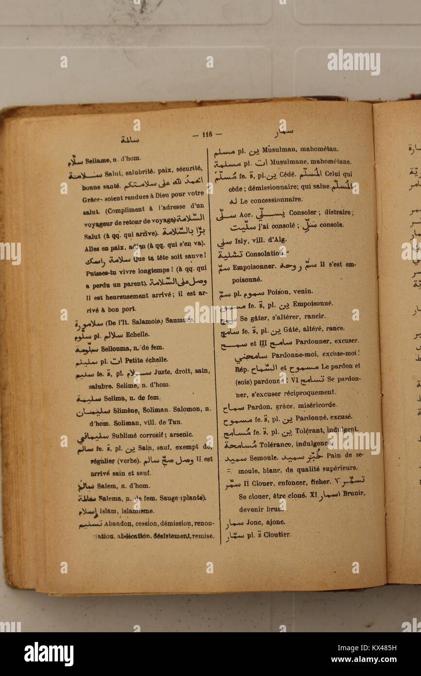 Dictionnaire Arabe-Français par Alfred Nicolas (1938) p 116 Banque D'Images