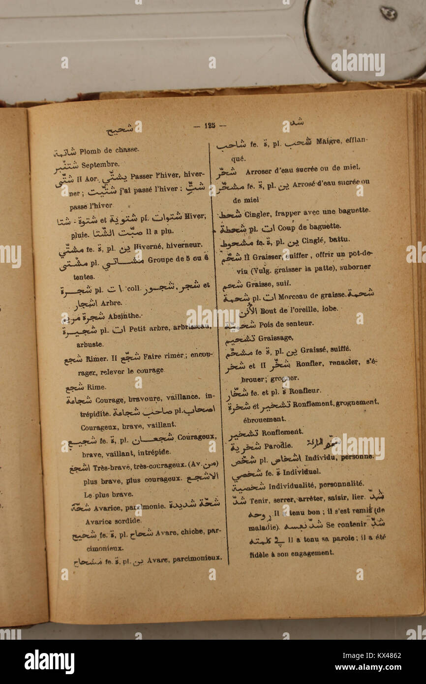 Dictionnaire Arabe-Français par Alfred Nicolas (1938) p 125 Banque D'Images