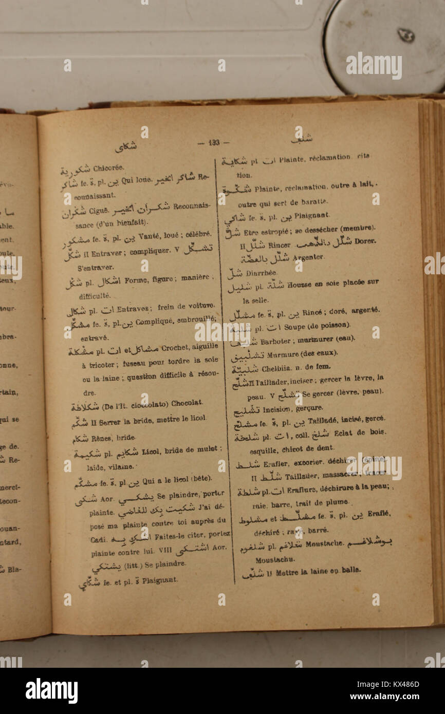 Dictionnaire Arabe-Français par Alfred Nicolas (1938) p 133 Banque D'Images