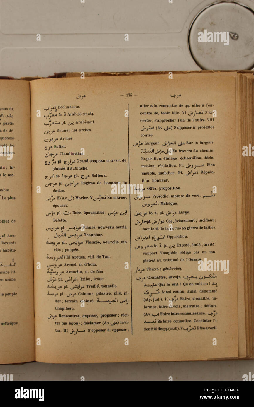 Dictionnaire Arabe-Français par Alfred Nicolas (1938) p 175 Banque D'Images