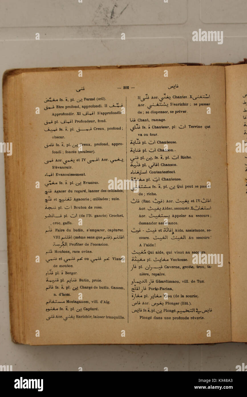 Dictionnaire Arabe-Français par Alfred Nicolas (1938) p 202 Banque D'Images