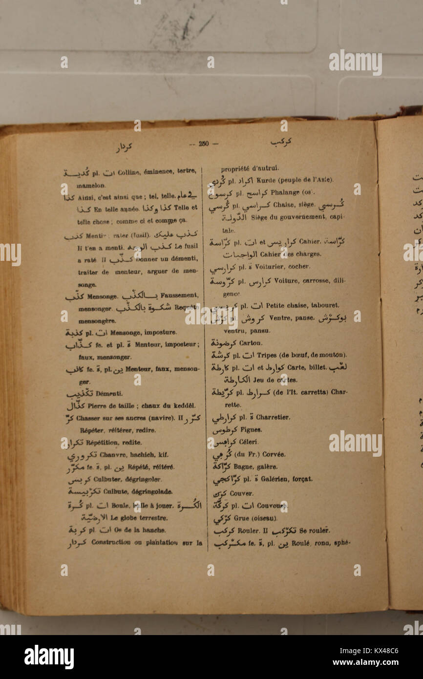 Dictionnaire Arabe-Français par Alfred Nicolas (1938) p 250 Banque D'Images