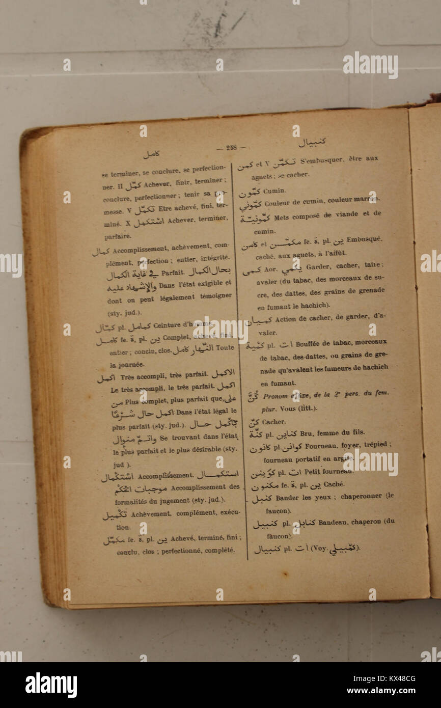 Dictionnaire Arabe-Français par Alfred Nicolas (1938) p 258 Banque D'Images