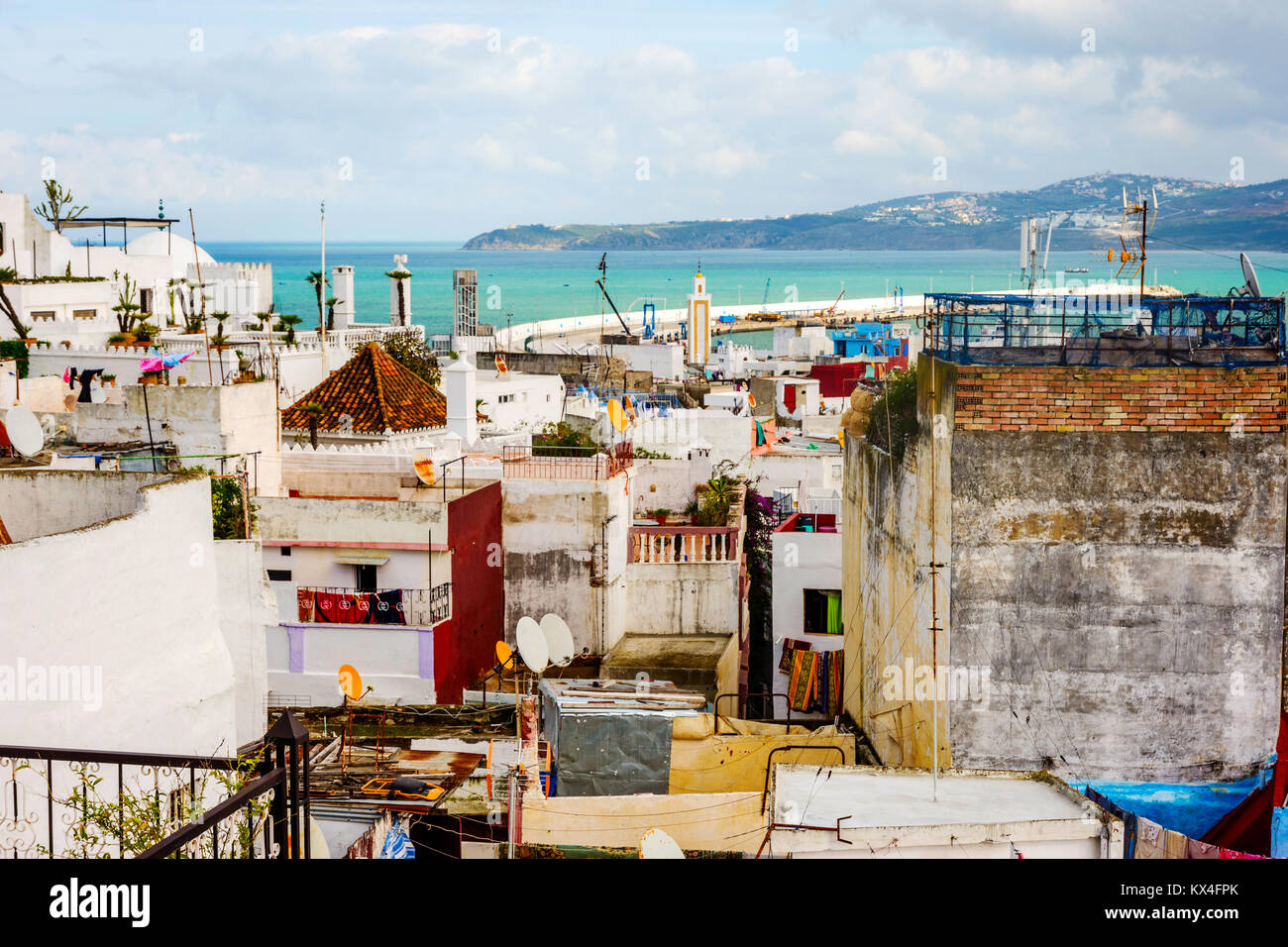 Vue sur les toits de Tanger et les toits, Maroc Banque D'Images