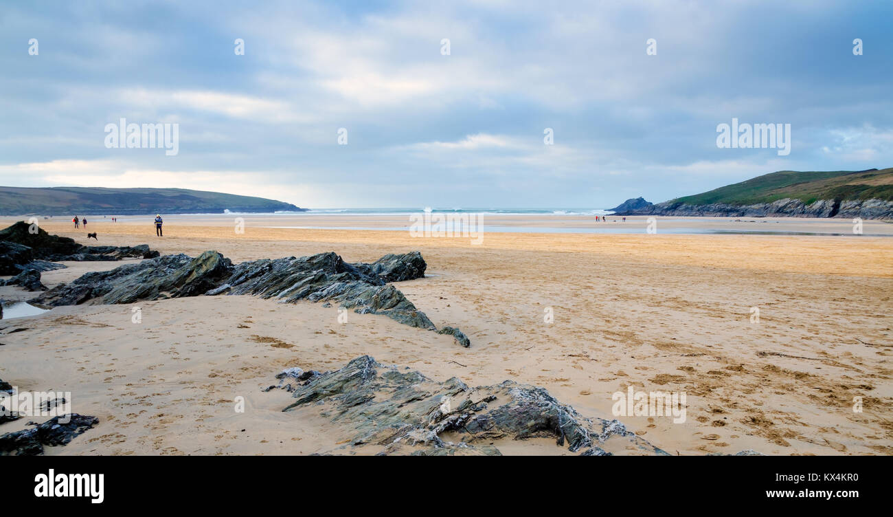 Plage de CRANTOCK, près de Newquay. 6 janvier 2018. Une vue d'une partie de la rivière plage de Crantock sur Gannel, près de Newquay, Cornwall du Nord. Banque D'Images