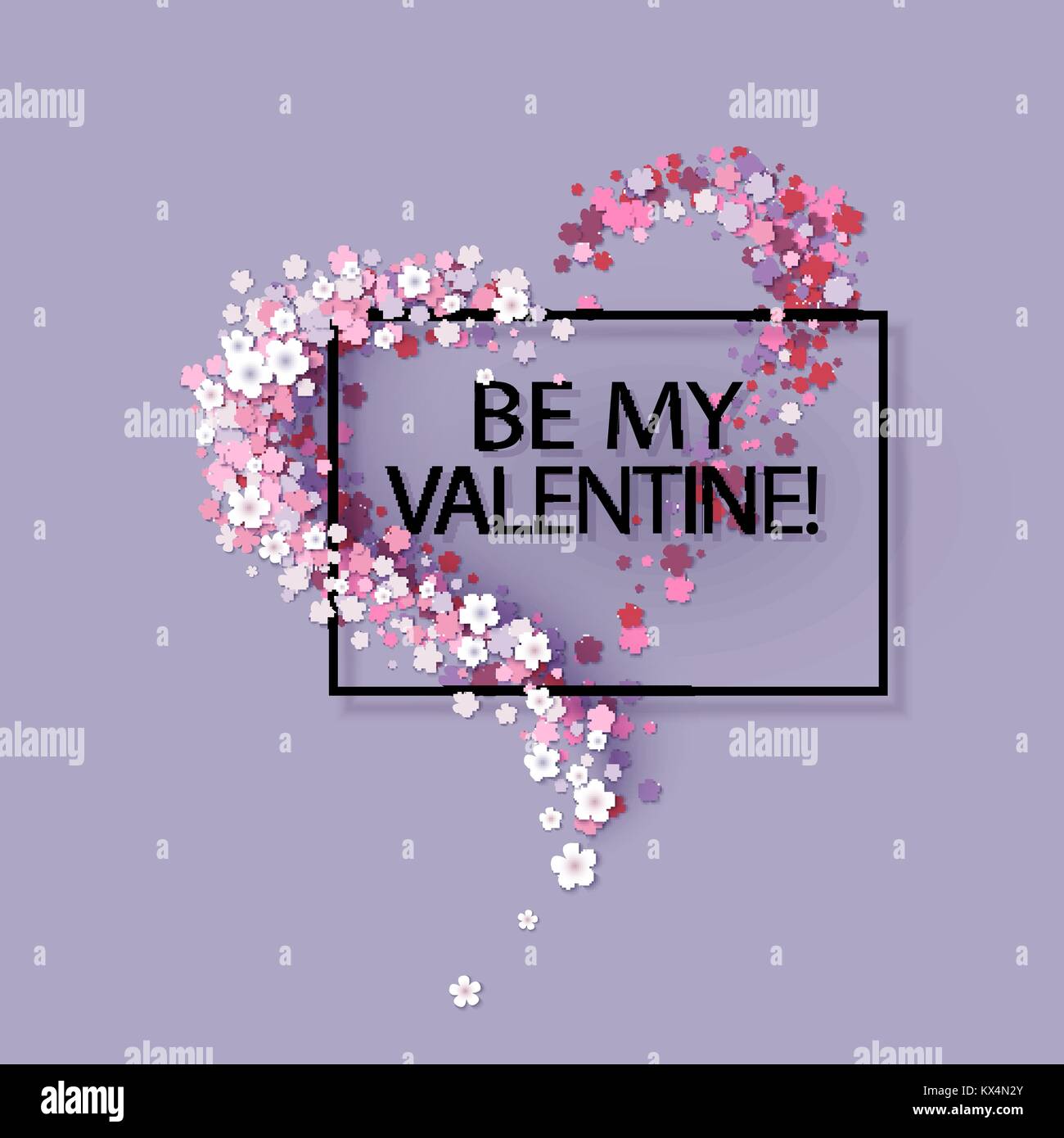 Carte de Saint Valentin avec des fleurs roses en forme de coeur Illustration de Vecteur