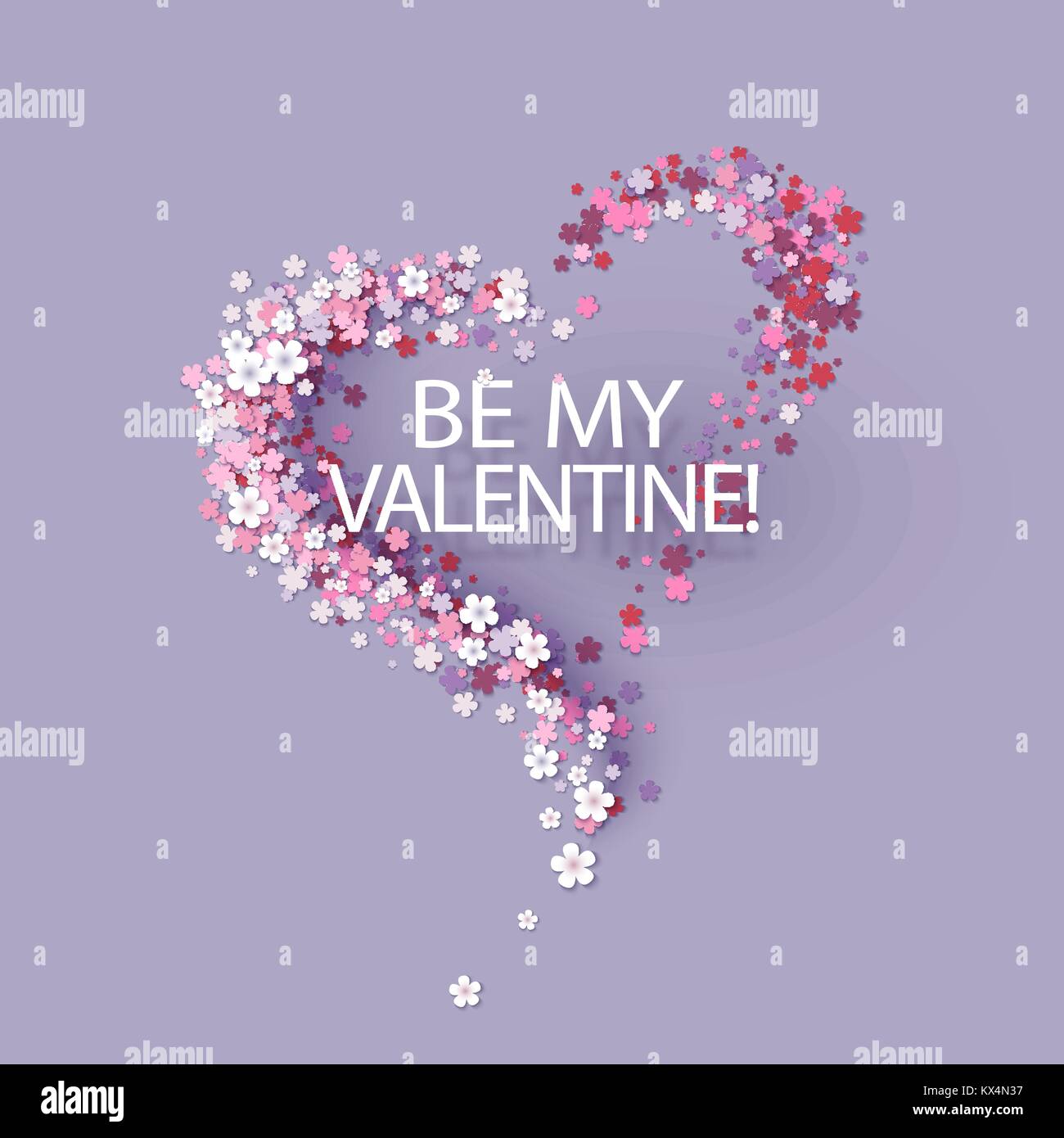 Carte de Saint Valentin avec des fleurs roses en forme de coeur Illustration de Vecteur