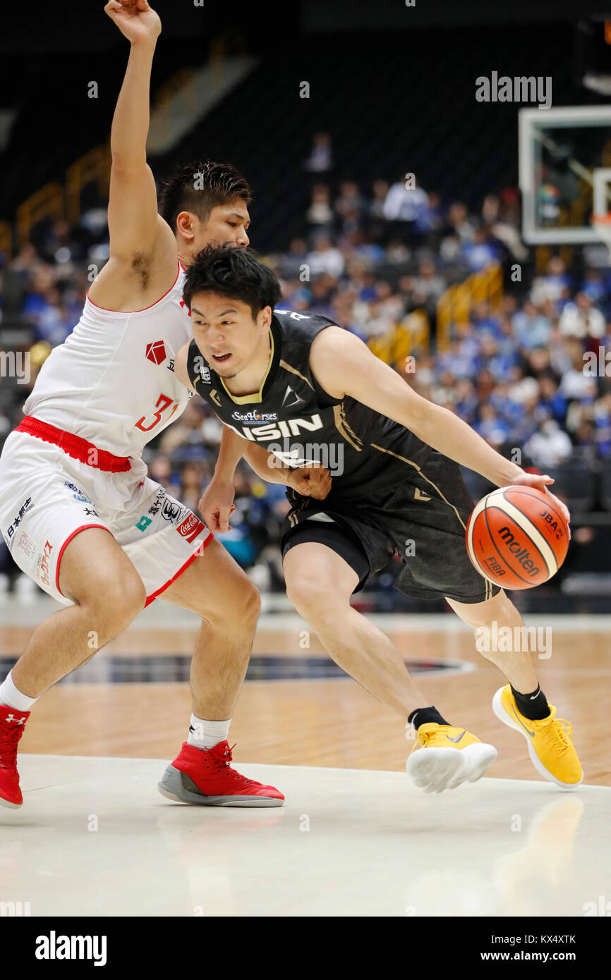 Makoto Hiejima (hippocampes), 7 janvier 2018 - Basket-ball : Coupe de l'empereur et l'Impératrice's Cup Championnat de basket tout le Japon 2018 Men's match final entre les Jets de Chiba 89-75 hippocampes à Mikawa Saitama Super Arena de Tokyo, Japon. Credit : Yusuke Nakanishi/AFLO SPORT/Alamy Live News Banque D'Images