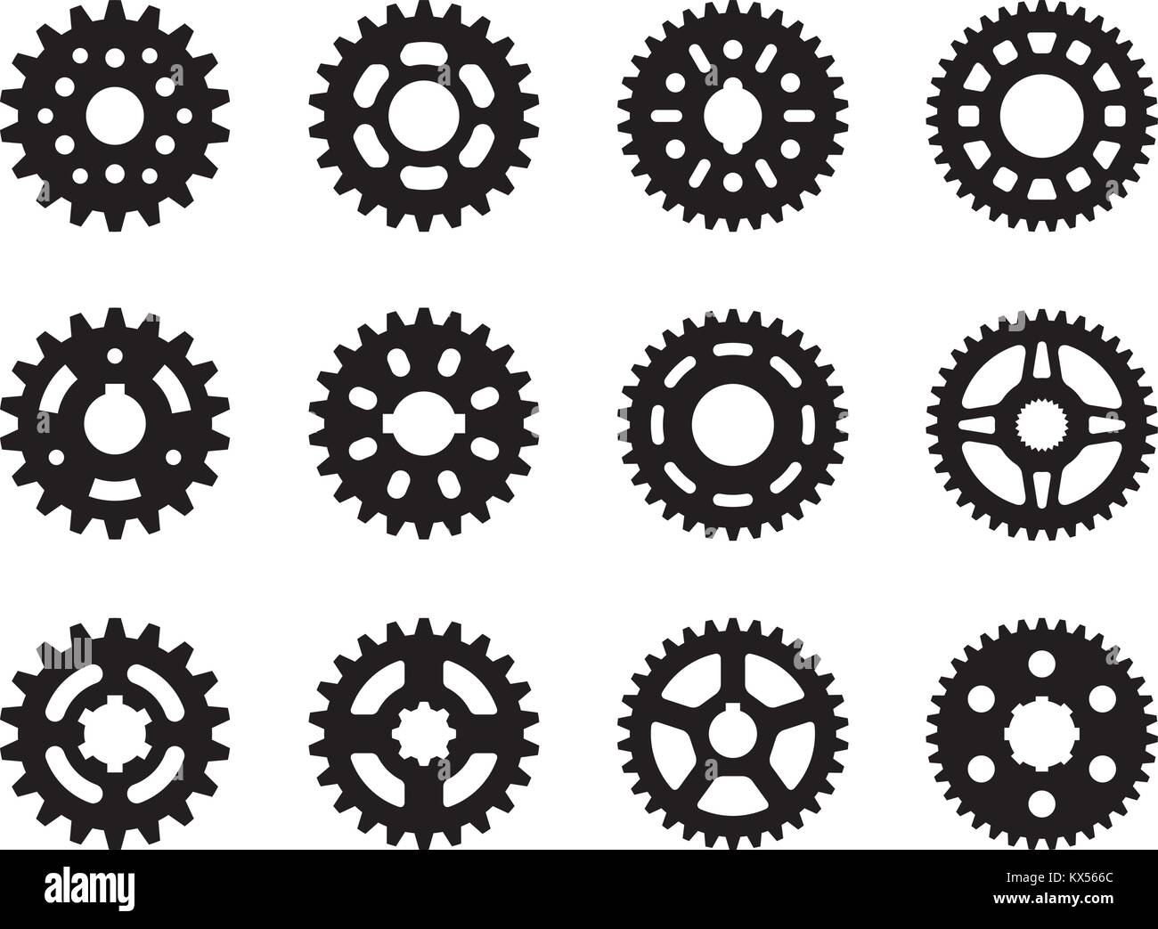 Ensemble de divers types de roue dentée vector icons Illustration de Vecteur