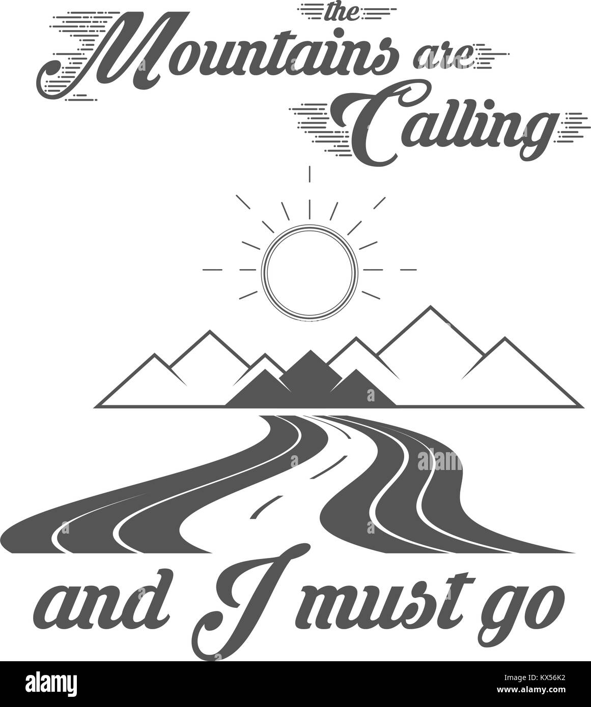 Les montagnes sont l'appel - Aventure Alpine Club Emblème Vector - Icône - Imprimer - modèle de badge Illustration de Vecteur