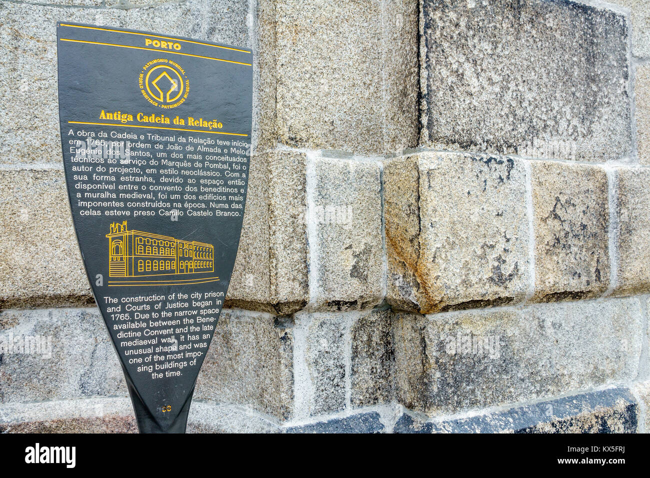 Porto Portugal,centre historique,marqueur,Antiga Cadeia da Relacao,vieille prison de la ville,hispanique Latin Latino hispanique Latins Latinos,vi Banque D'Images