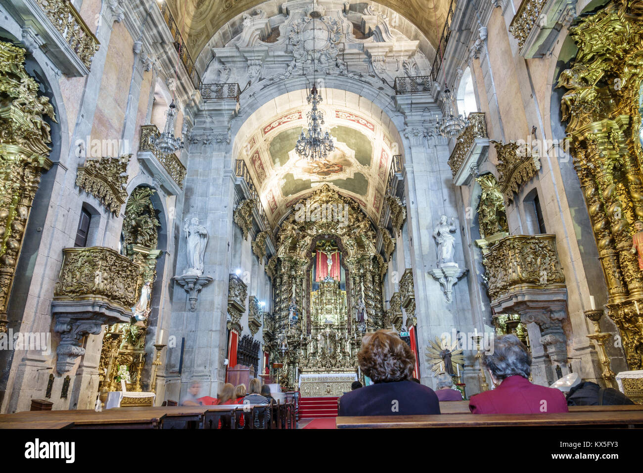 Porto Portugal,centre historique,Igreja do Carmo,église,catholique,intérieur,intérieur,intérieur,doré,autel,baroque,hispanique,immigrants,portugais,PT1707070 Banque D'Images