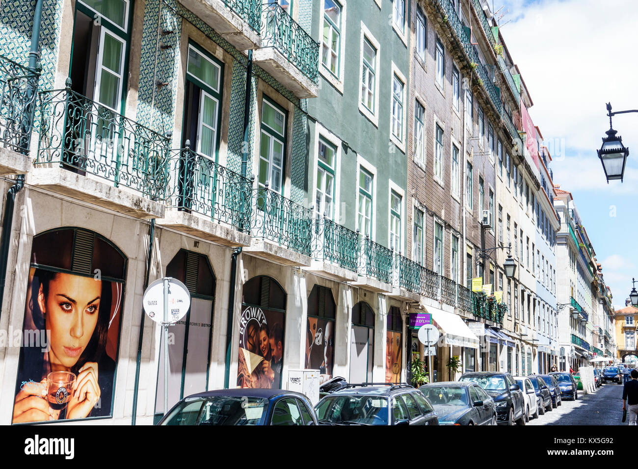 Lisbonne Portugal,Baixa-Chiado,centre historique,Rua dos Sapateiros,Brown's Boutique Hotel,bâtiment,extérieur,balcon,hispanique latino-latino ethnique Banque D'Images
