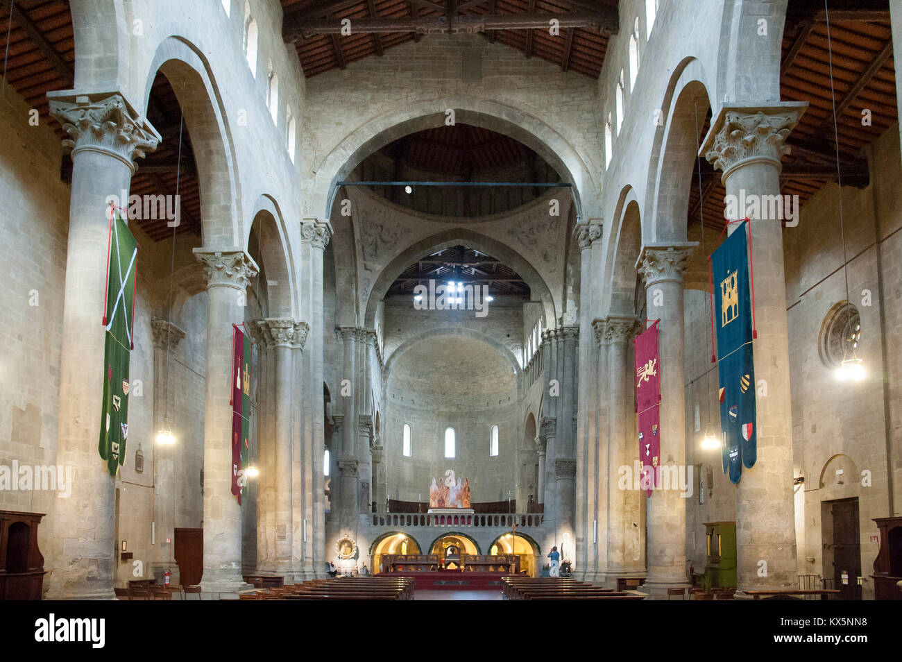 Église romane de Santa Maria della Pieve dans centre historique d'Arezzo, Toscane, Italie. 5 août 2016 © Wojciech Strozyk / Alamy Stock Photo *** Lo Banque D'Images