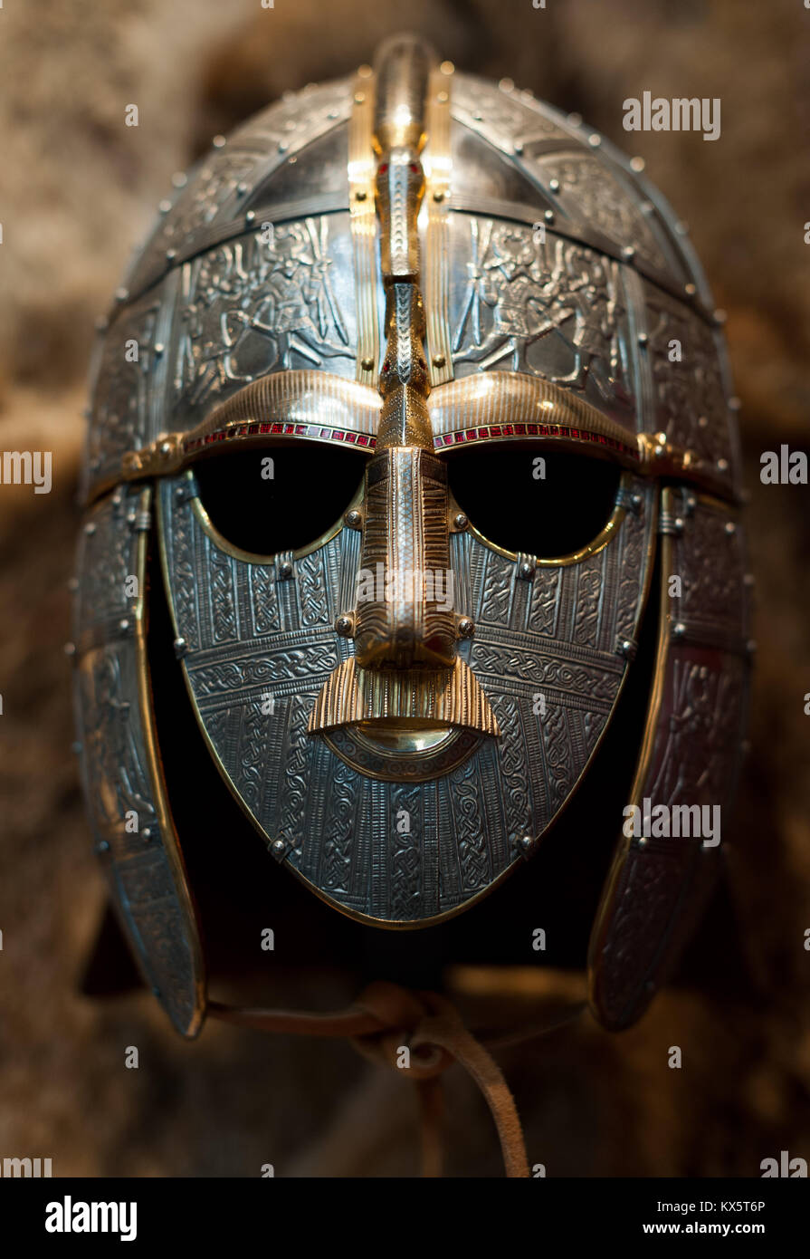 Casque anglo-saxon décorées, Sutton Hoo Banque D'Images